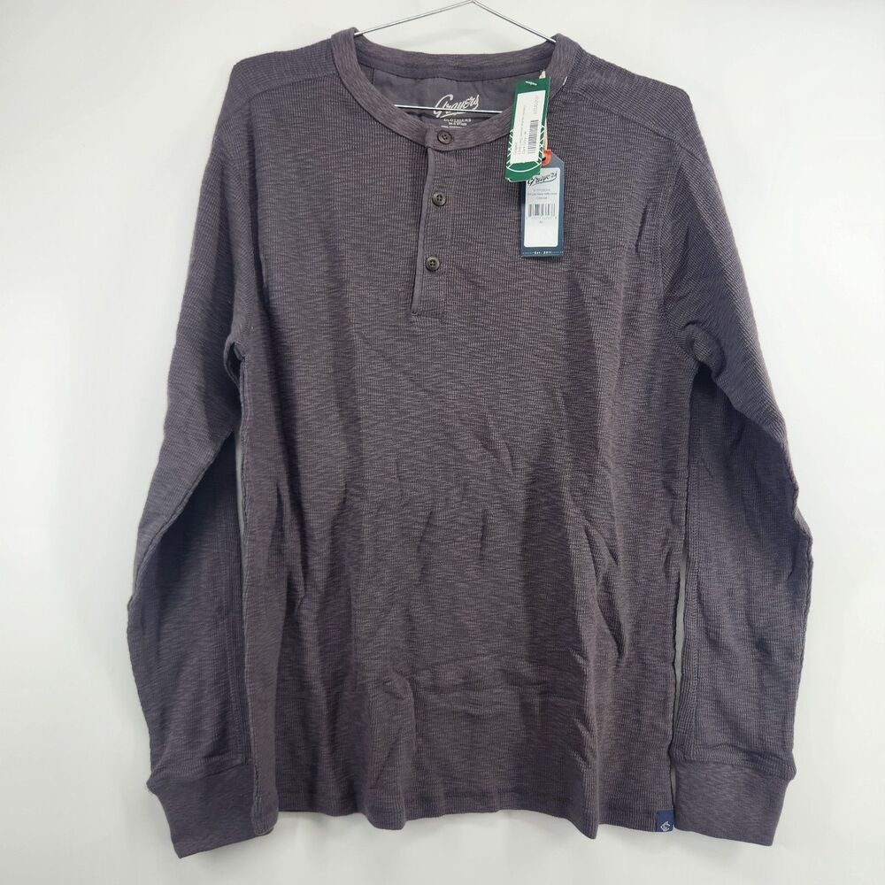 Grayers Men's Medium Dark Grey Clint Long Sleeve Waffle Henley Shirt NWT